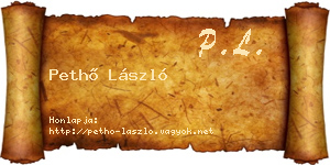Pethő László névjegykártya